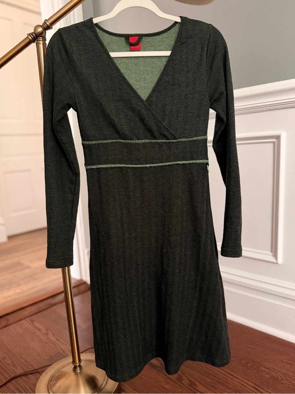 Long Sleeve Dark Green Wrap-Style Dress US4 XS - Skunkfunk SKFK